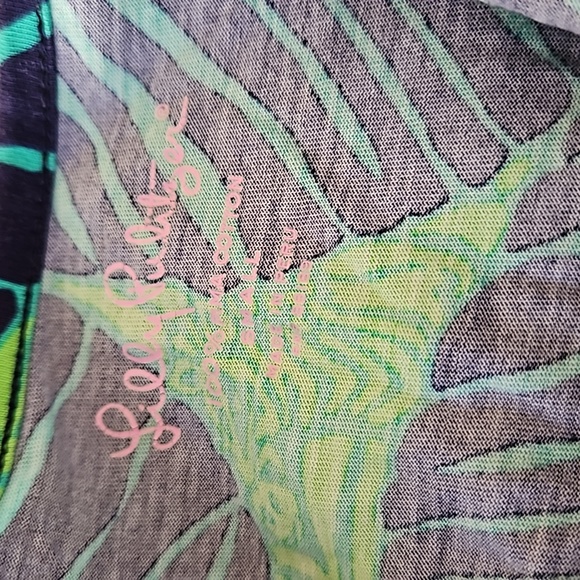 Lilly Pulitzer Womens Porter Shirt Green Blue Under The Palms Henley Size Small - Picture 5 of 10